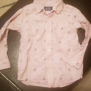 Pink shark button down 3t